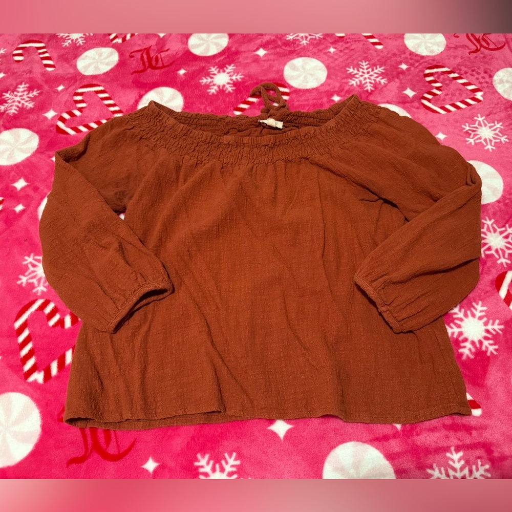 Burnt Orange Off-Shoulder Blouse